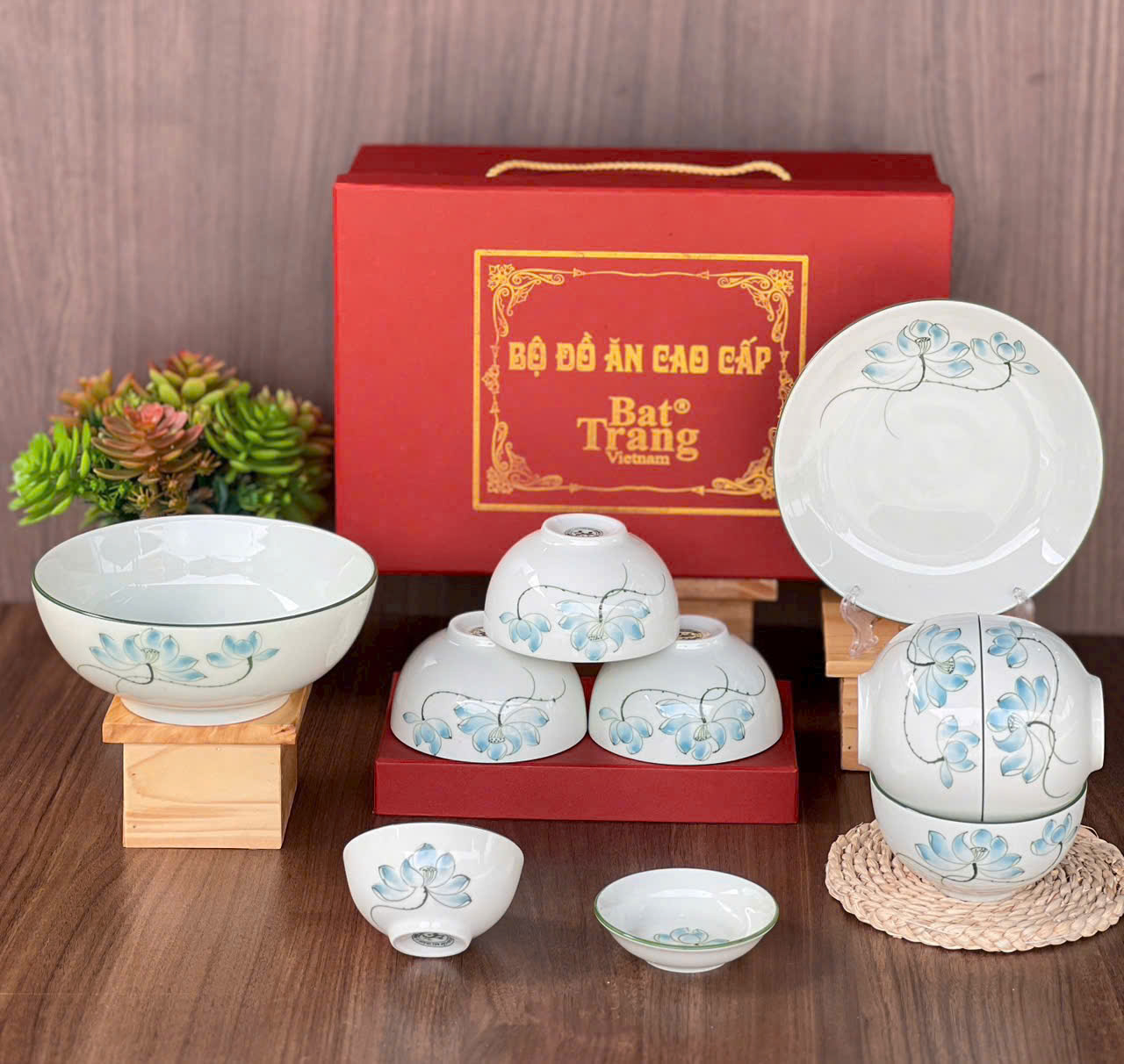 Bộ Đồ Ăn Quà Tặng Gia Đình Sứ Bát Tràng