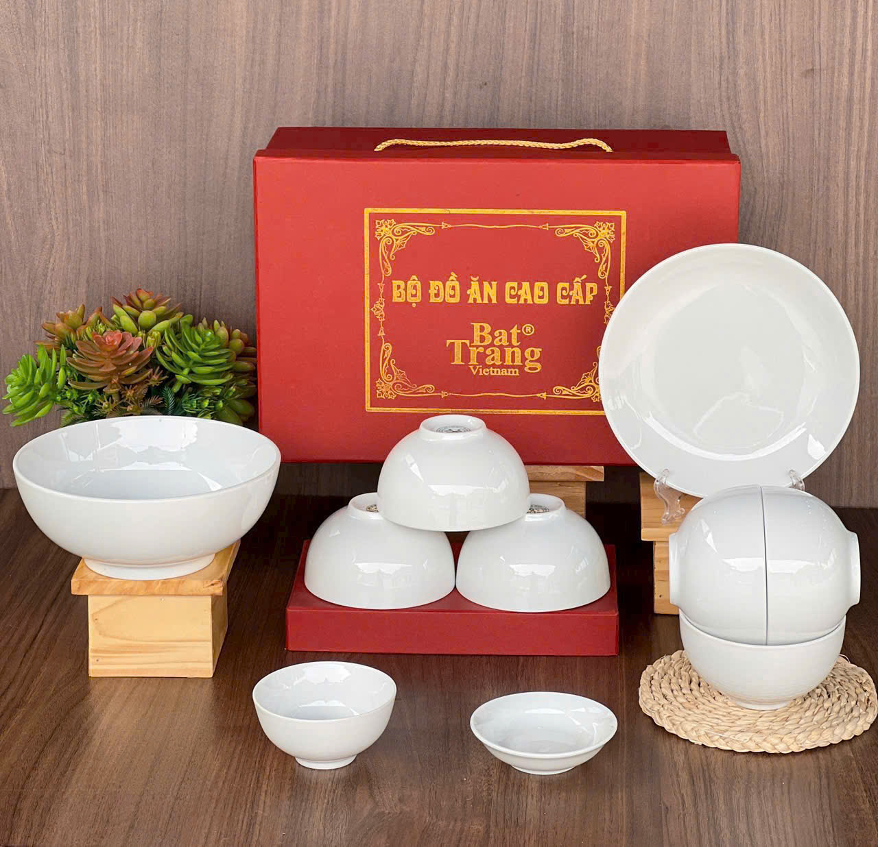 Bộ Đồ Ăn Quà Tặng Gia Đình Sứ Bát Tràng