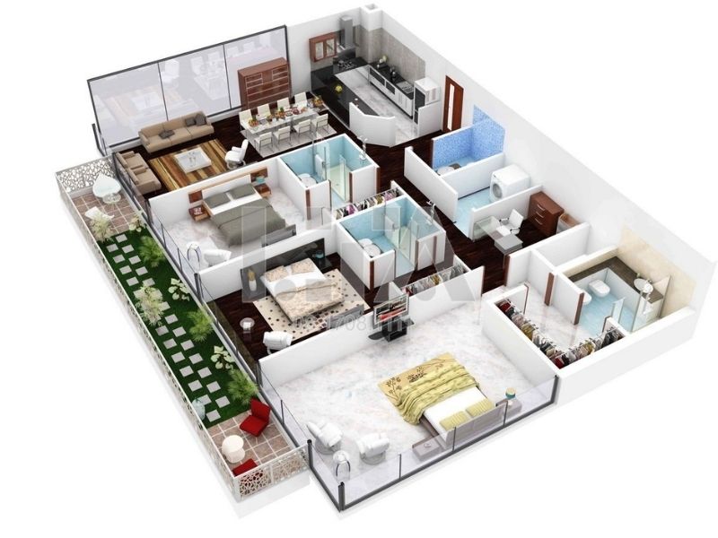 5+ mẫu căn hộ chung cư ba phòng ngủ tiện nghi