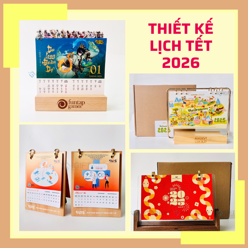 Lịch để bàn đến gỗ 2026 | Thiết kế in ấn trọn gói theo yêu cầu