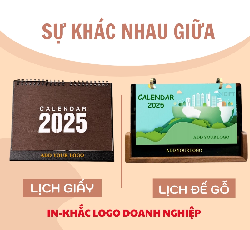Sự khác nhau của Lịch giấy và Lịch đế gỗ | Mẫu Lịch để bàn xu hướng mới năm 2025 