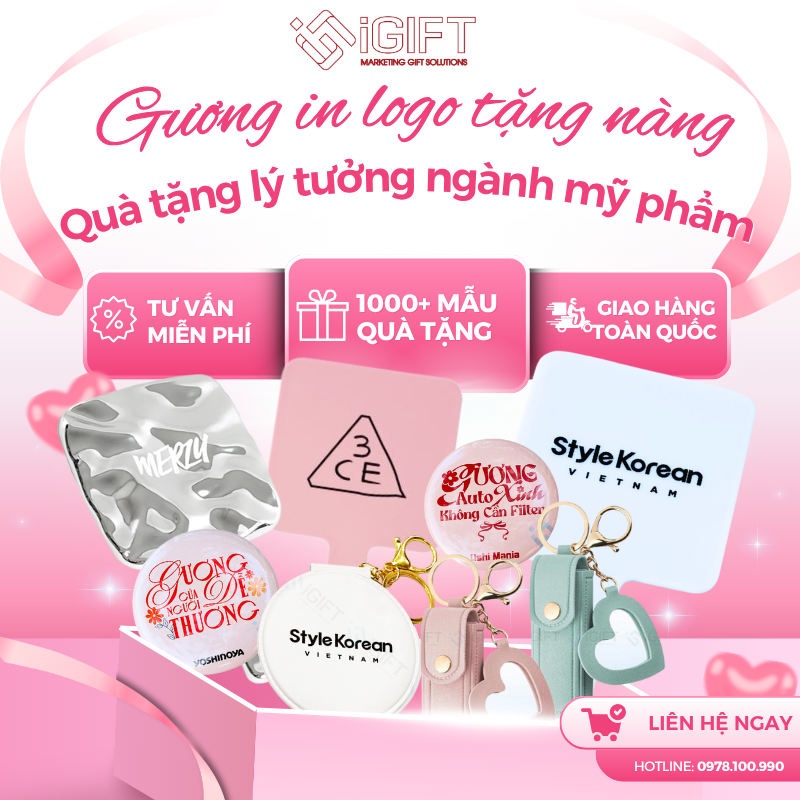 5+ Mẫu Gương In Logo – Quà Tặng Nhỏ Xinh Chinh Phục Mọi Tín Đồ Mỹ Phẩm