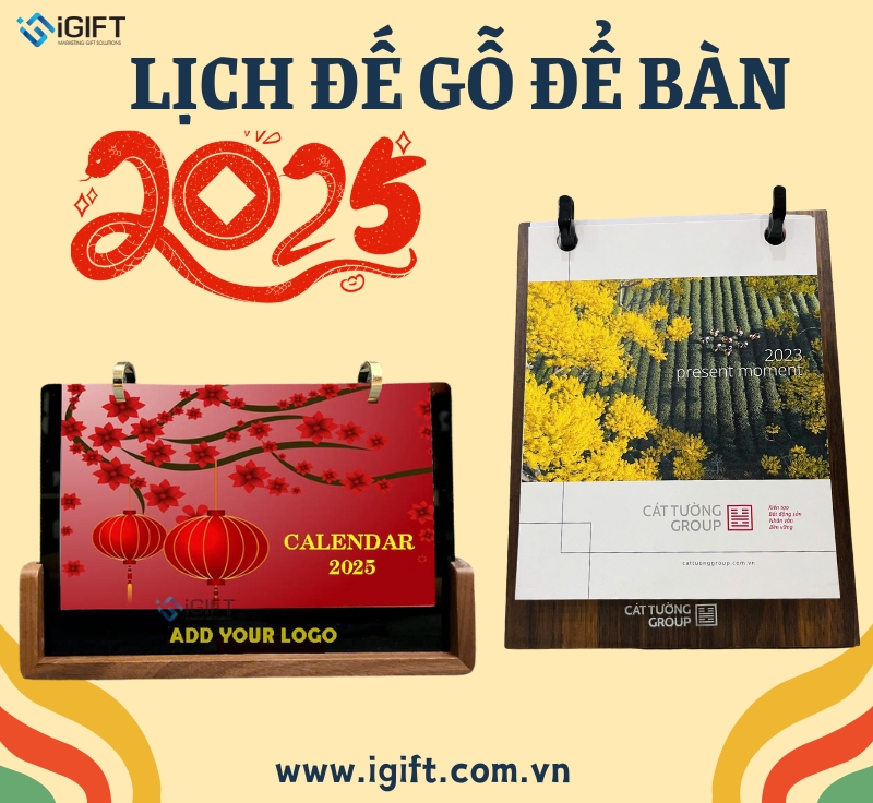 Mẫu lịch đế gỗ để bàn đẹp nhất 2025
