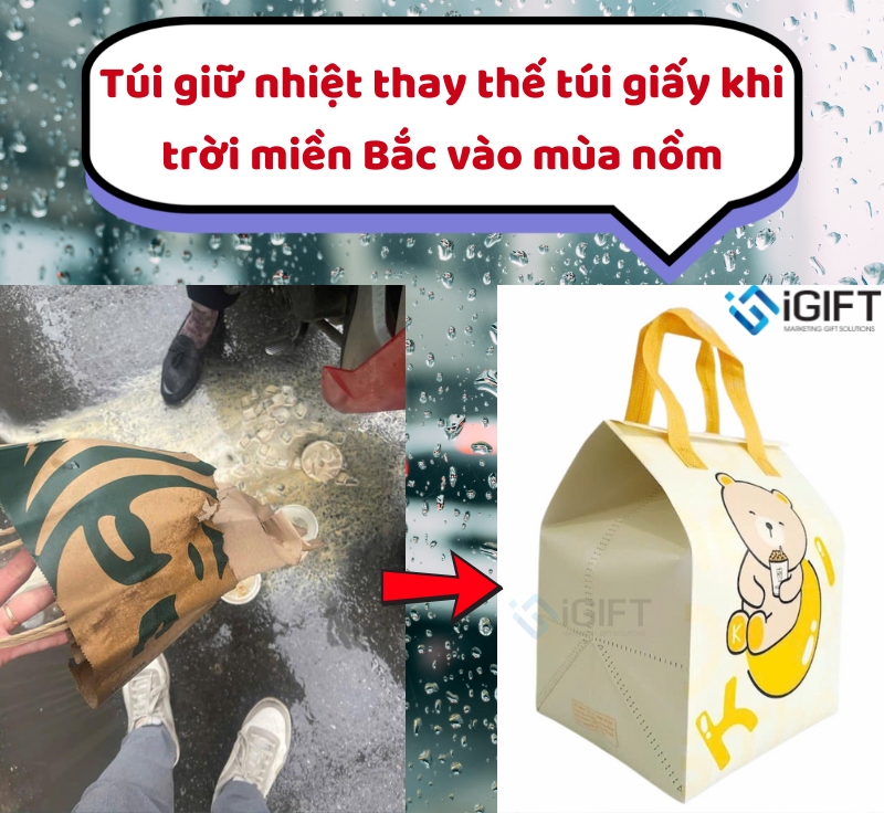 Túi giữ nhiệt - Giải pháp thay thế túi giấy khi miền Bắc có thời tiết nồm ẩm.