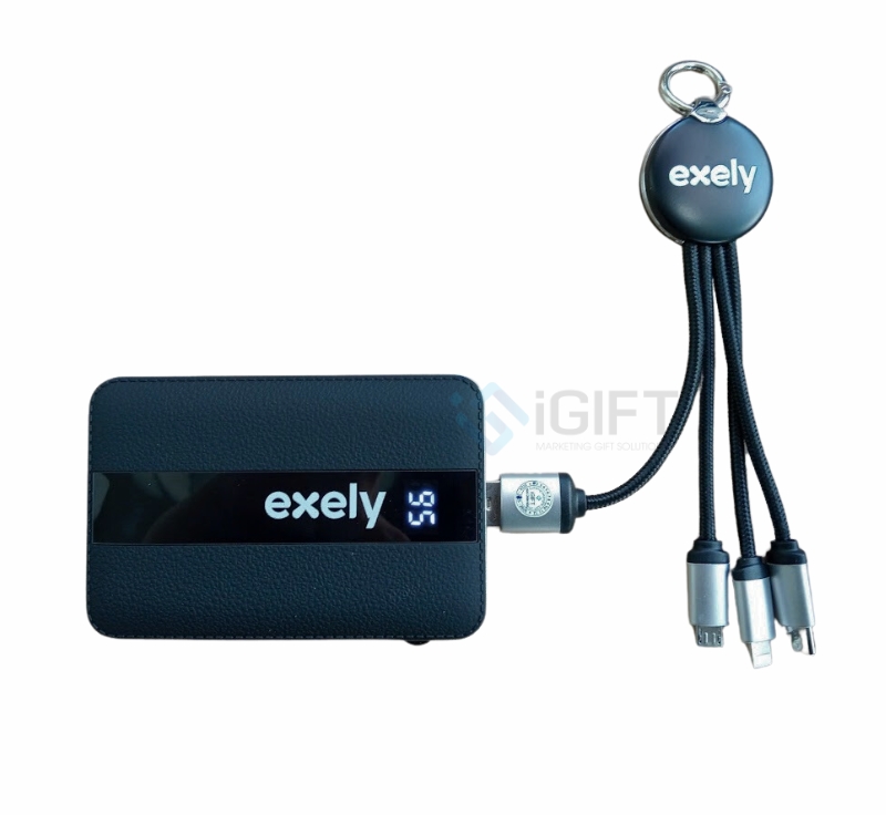 Pin dự phòng và Cáp sạc đa năng in logo EXELY 1 Pin dự phòng và Cáp sạc đa năng in logo EXELY Quà tặng công nghệ doanh nghiệp