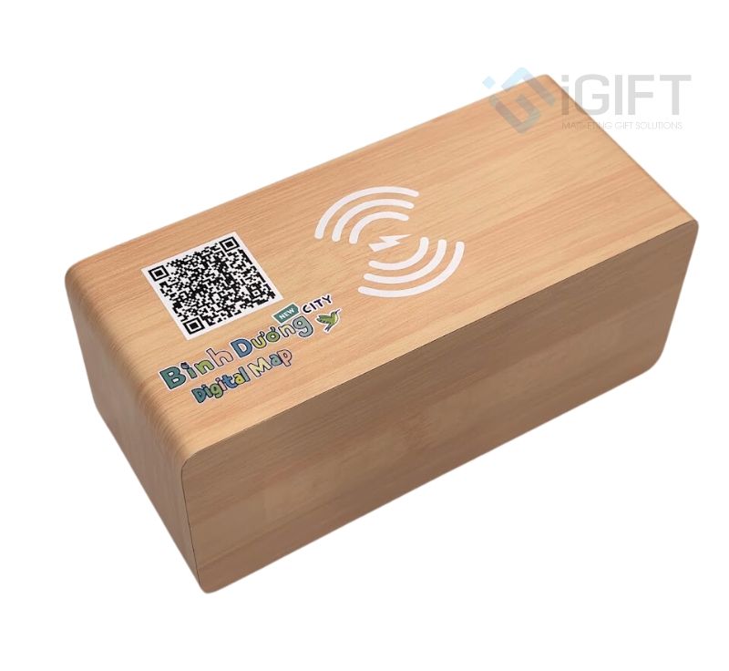 Đồng hồ gỗ để bàn có sạc không dây - in logo Bình Dương Digital Map 1 Đồng hồ gỗ để bàn có sạc không dây - in logo Bình Dương Digital Map Quà tặng công nghệ doanh nghiệp