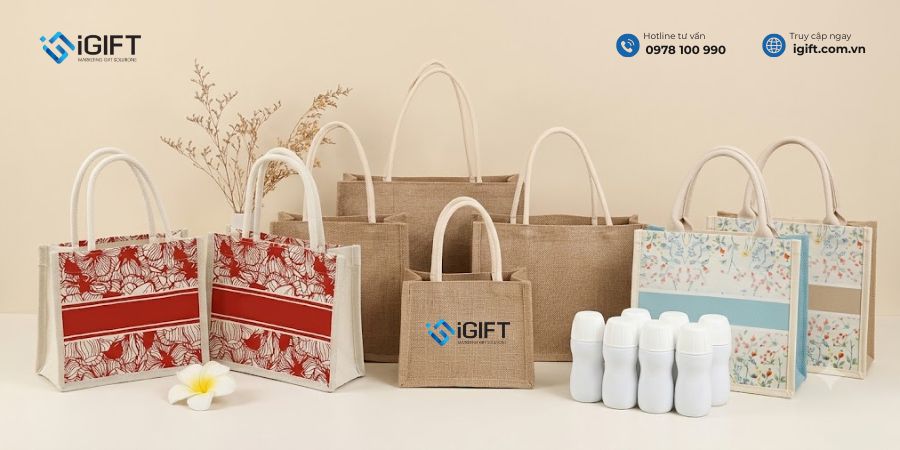 in logo lên túi vải đay linen