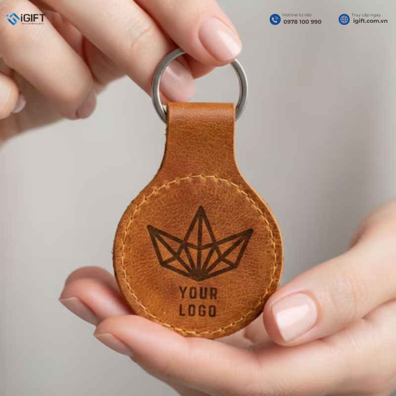 móc khóa da in logo