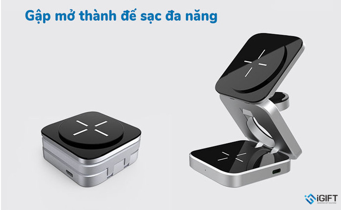 Đế Sạc Không Dây MagSafe 3 in 1 Quà Tặng Doanh Nghiệp Cao Cấp Quà tặng công nghệ doanh nghiệp