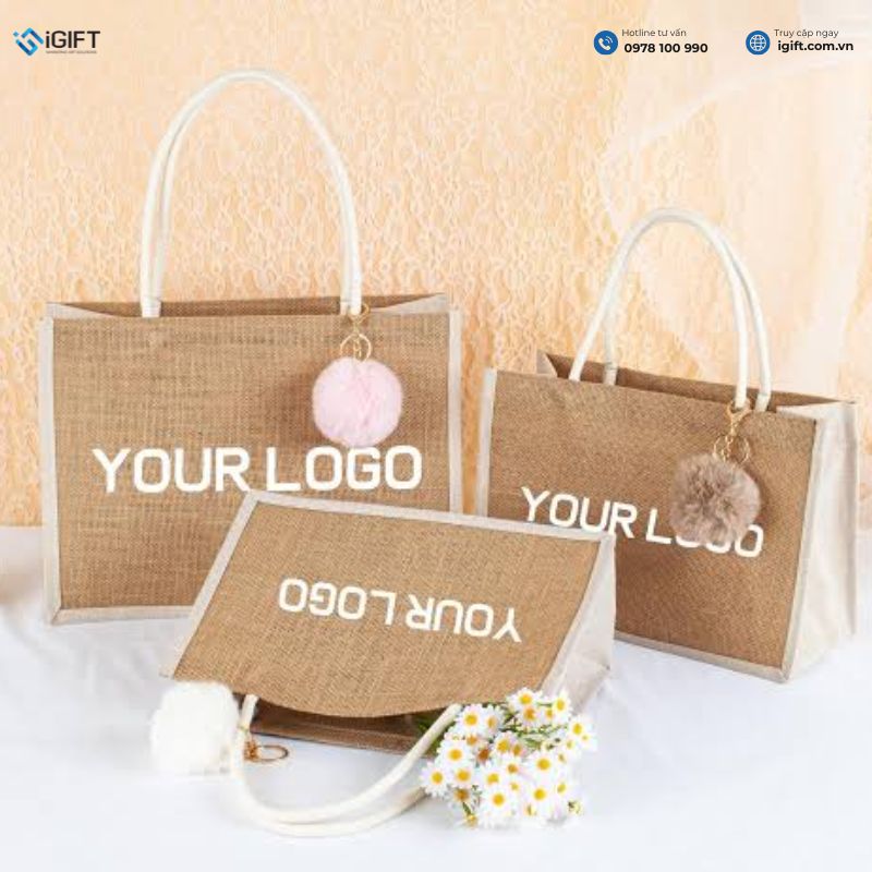 quà tặng in logo túi đay