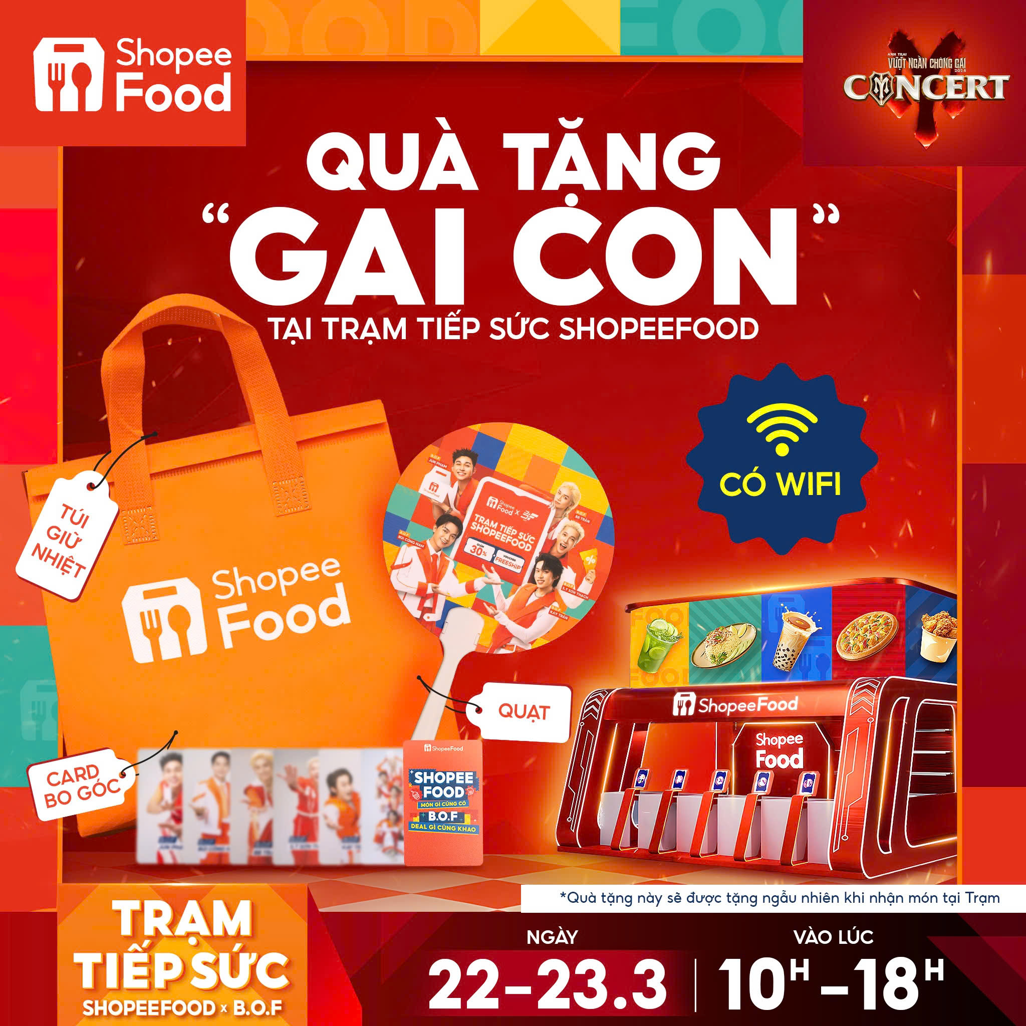 Túi giữ nhiệt là quà tặng kèm của Shopee Food tại "Concert Anh trai vượt ngàn chông gai"