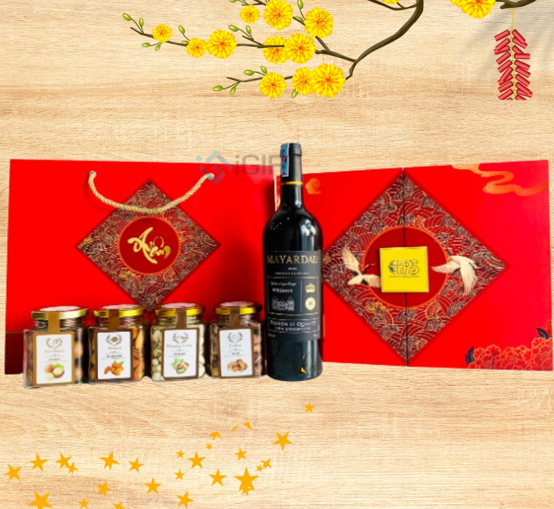 Mẫu quà Tết Rượu vang sang trọng | In logo doanh nghiệp theo yêu cầu 1 Mẫu quà Tết Rượu vang sang trọng | In logo doanh nghiệp theo yêu cầu Quà tặng công nghệ doanh nghiệp