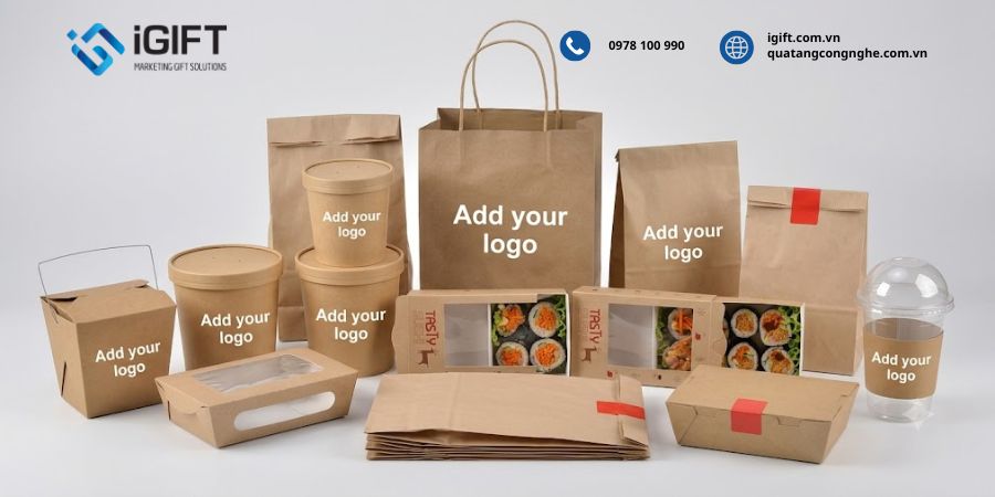 hộp giấy take away in logo