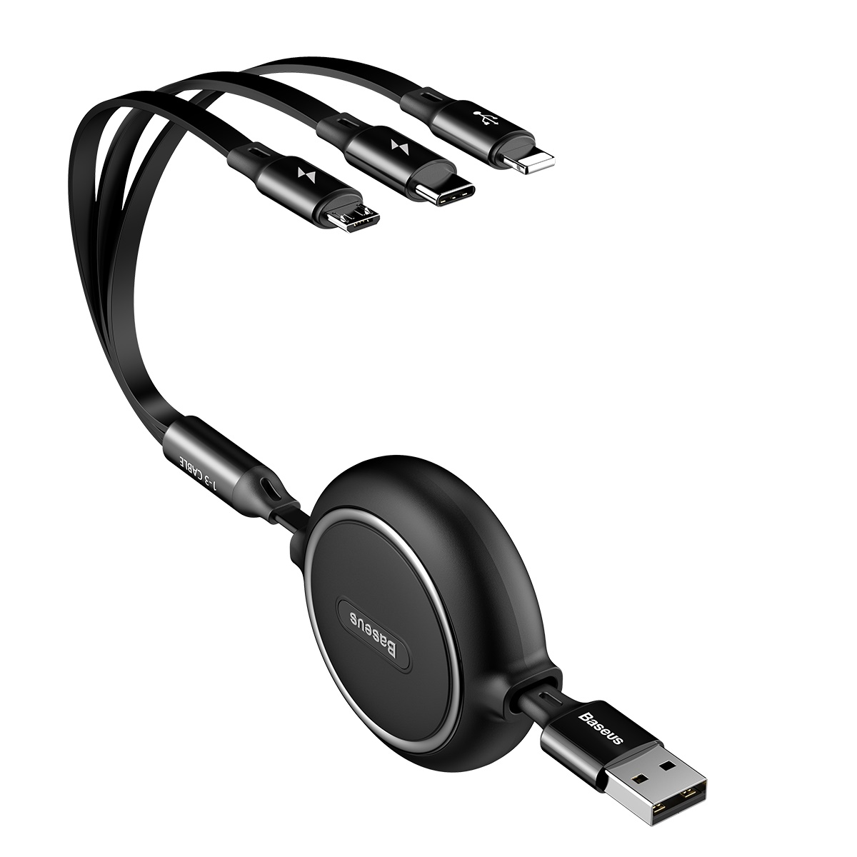 Cáp sạc dây rút 3 đầu Baseus Golden Loop 3 in 1 Elastic - In logo theo yêu cầu – IGIFT