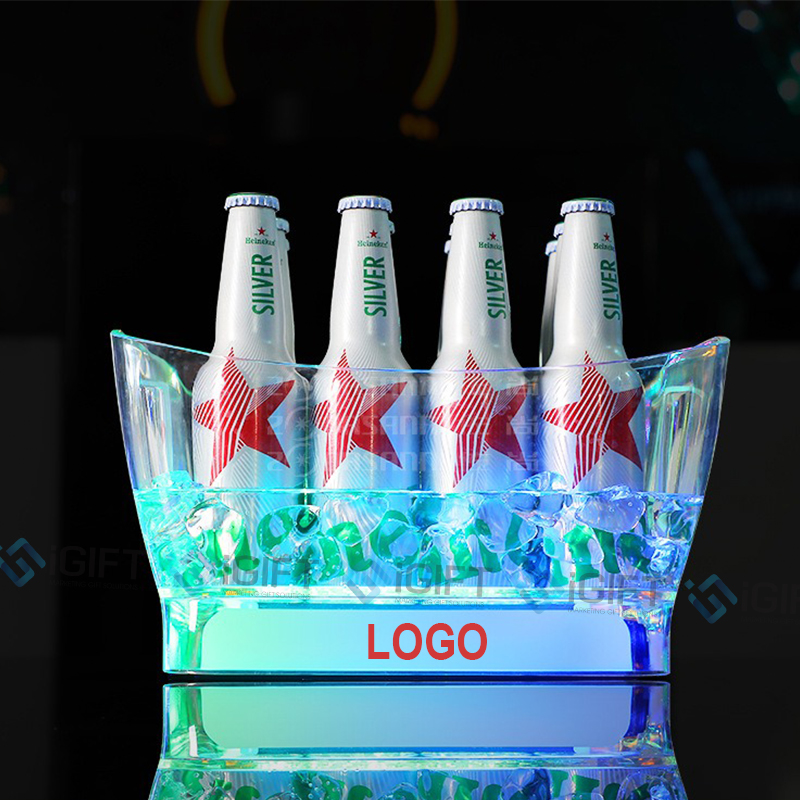 Xô đá trong suốt có đèn led - In Logo theo yêu cầu