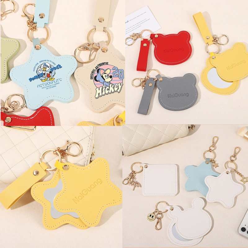 Gương da móc khóa - In dập logo theo yêu cầu