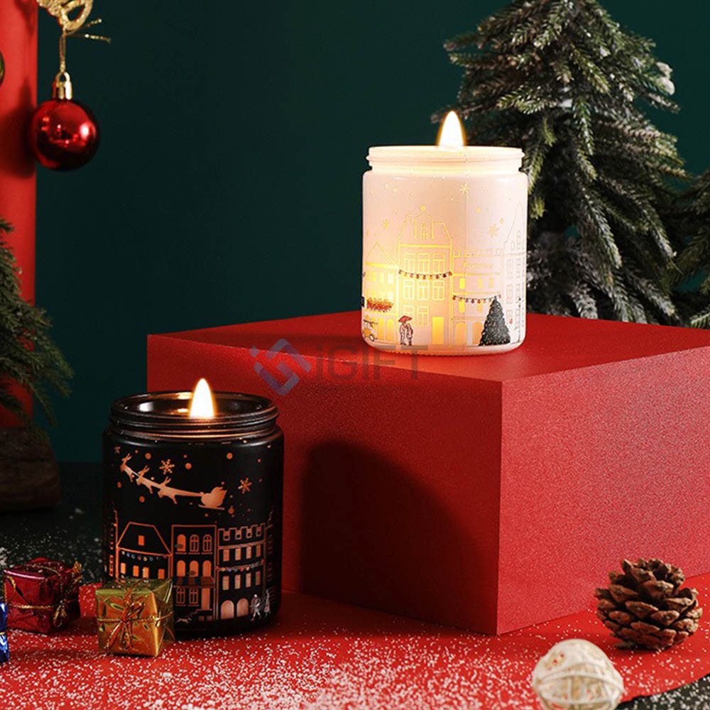 Nến thơm chủ đề Giáng Sinh in logo doanh nghiệp