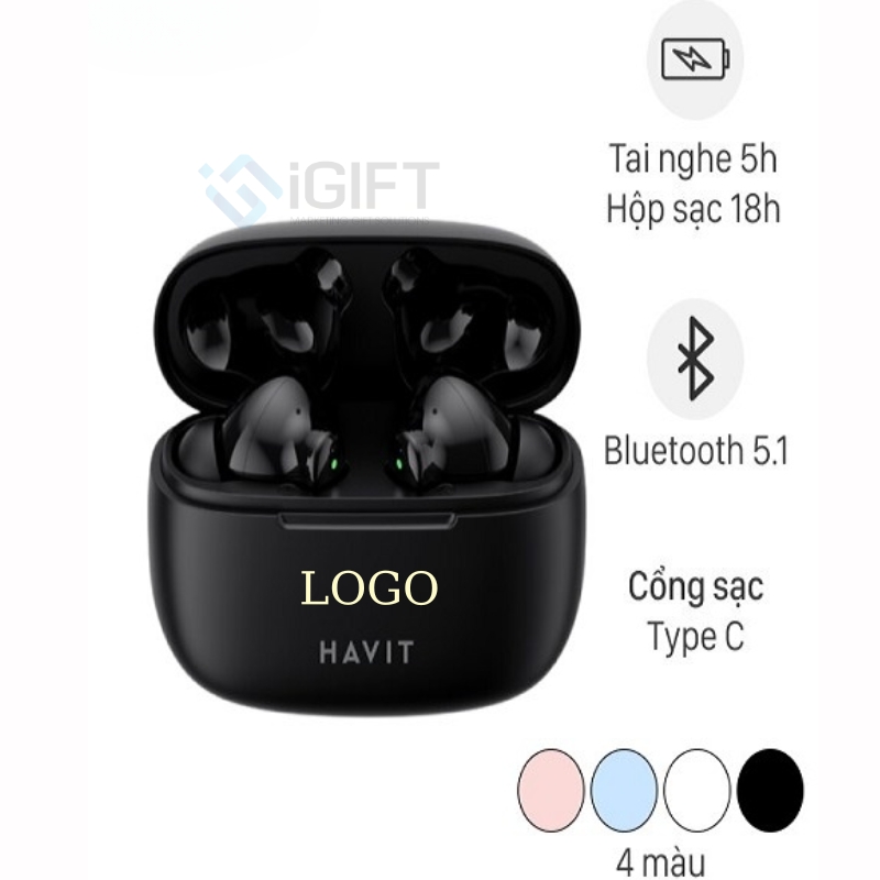 Tai nghe Bluetooth True Wireless Havit TW967 Pro - In logo thương hiệu