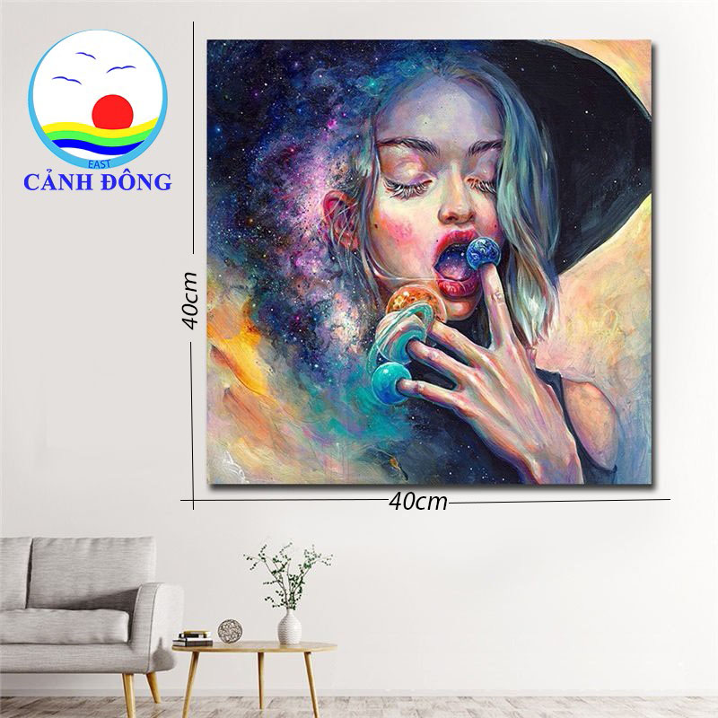 Tranh canvas cô gái cá tính trang trí sáng tạo nghệ thuật