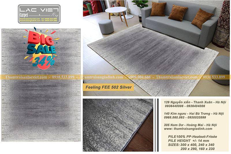 Thảm trải phòng khách Lalee FEE 502 Silver sẽ mang đến cho không gian sống của bạn vẻ đẹp sang trọng và đẳng cấp. Hãy bấm vào ảnh để khám phá thêm những thảm trải đẹp và chất lượng của Lalee nhé!