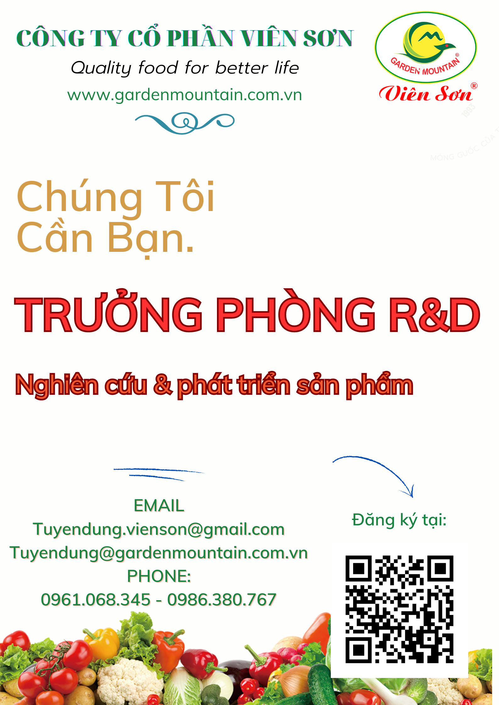 TRƯỞNG PHÒNG R&D (Lâm Đồng)