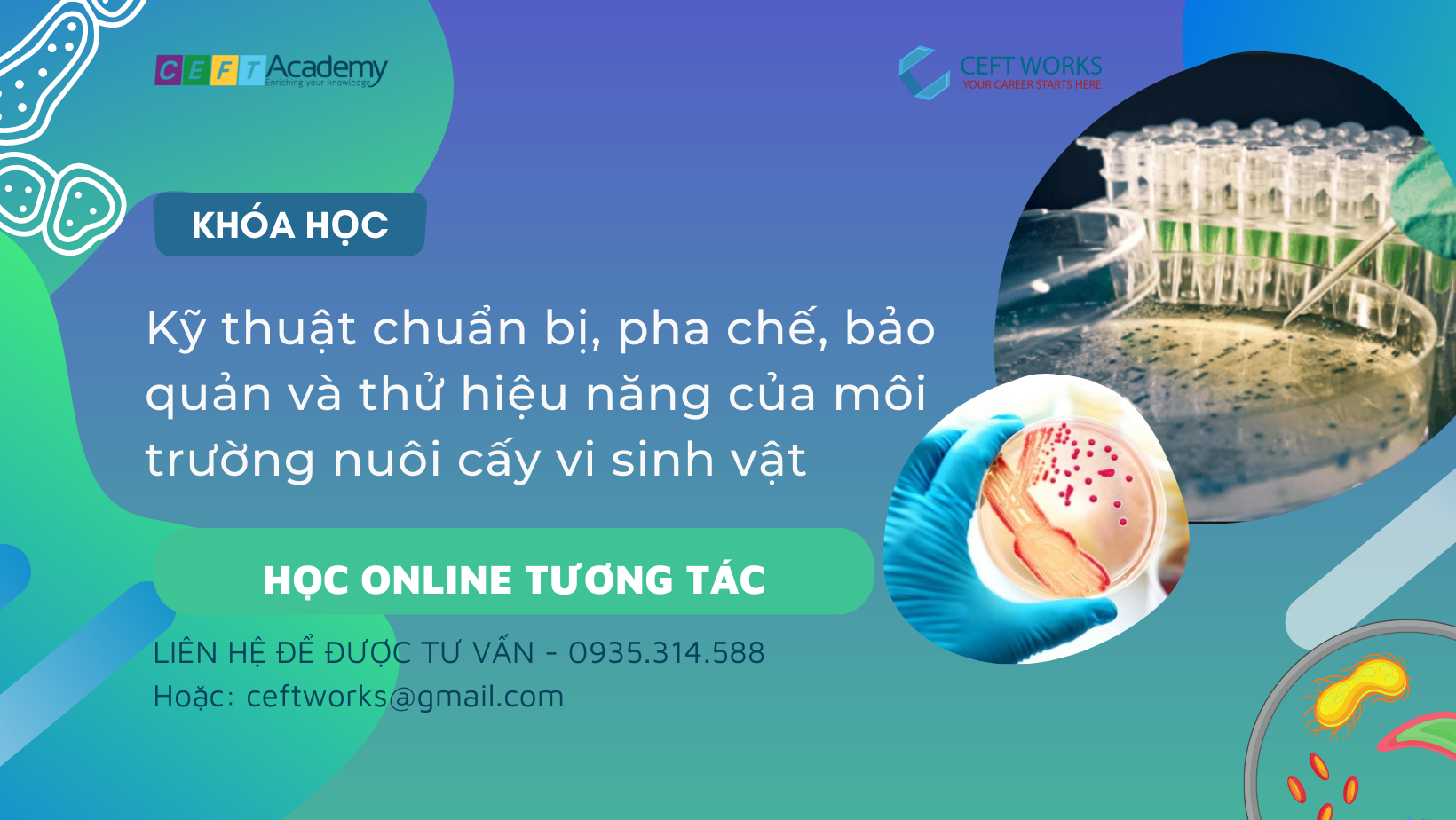 Khóa Kỹ thuật chuẩn bị, pha chế, bảo quản và thử hiệu năng của môi trường nuôi cấy vi sinh vật