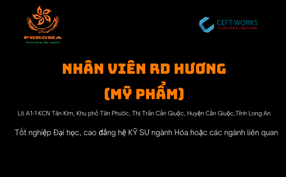  Nhân viên RD hương mỹ phẩm (Long An)