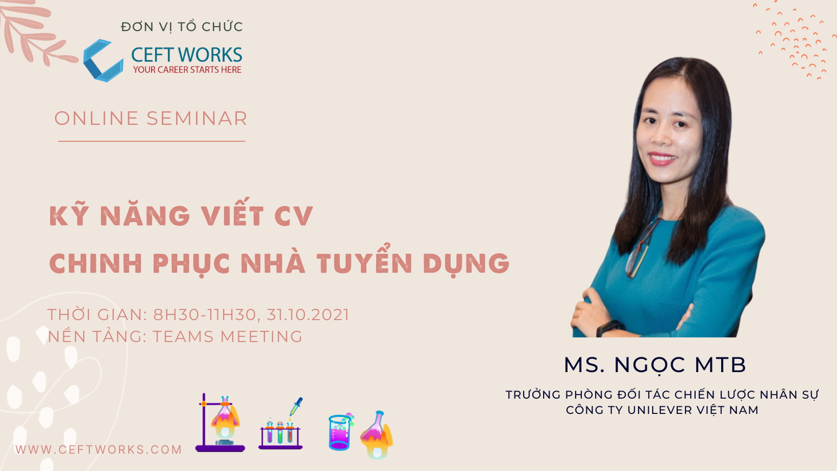 [31-Oct- 21] HỘI THẢO KỸ NĂNG VIẾT CV - CHINH PHỤC NHÀ TUYỂN DỤNG