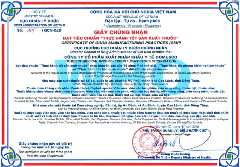 giấy chứng nhận gmp