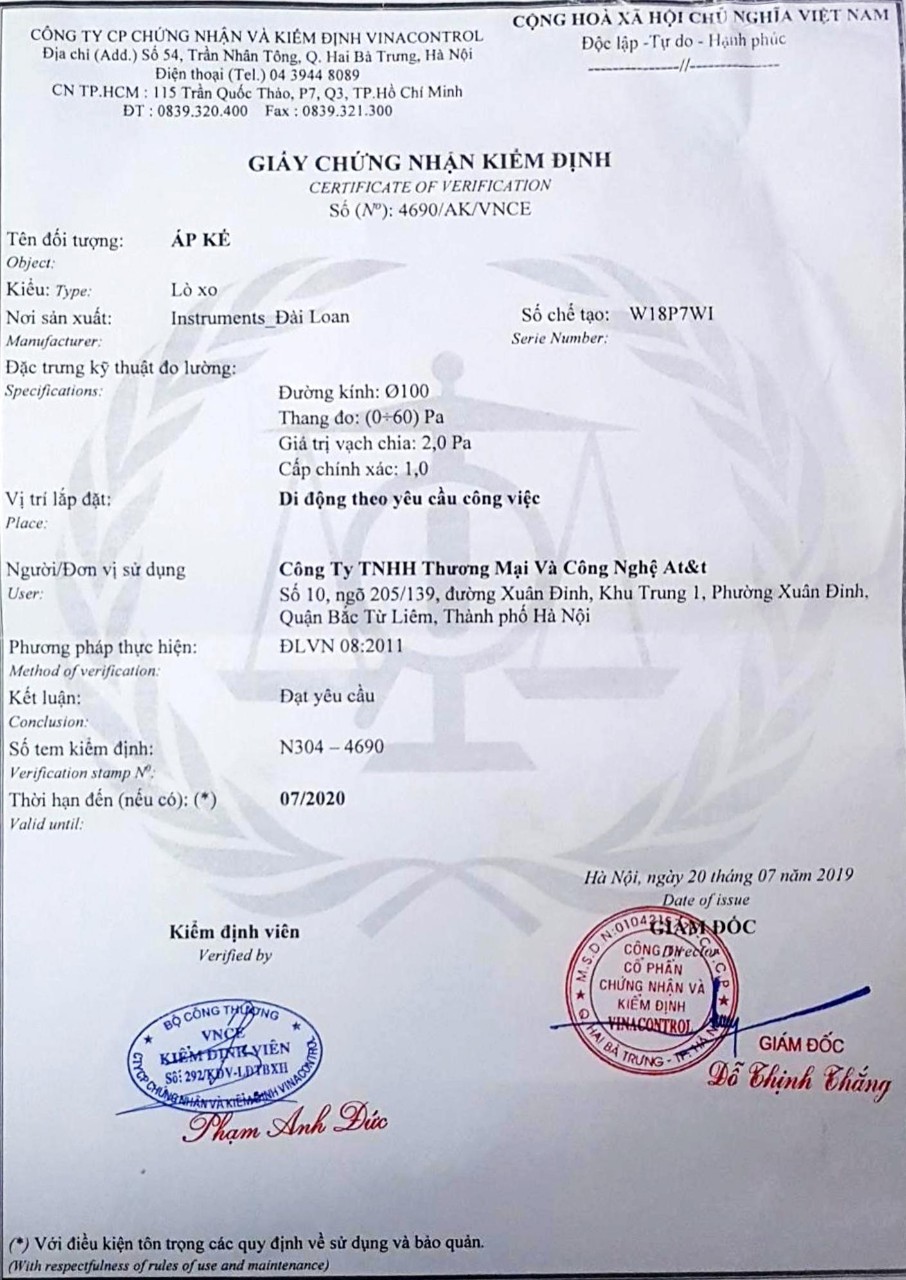 Kiểm định đồng hồ chênh áp