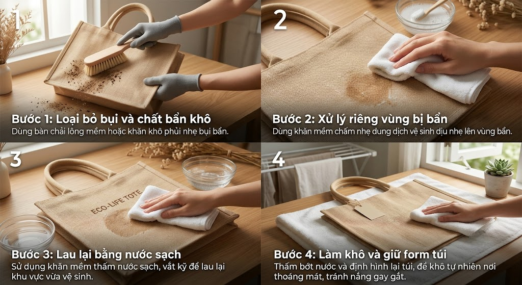 Các bước vệ sinh túi giả đay đúng cách