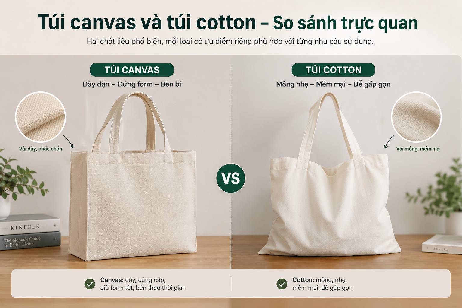 Túi canvas và túi cotton có giống nhau không