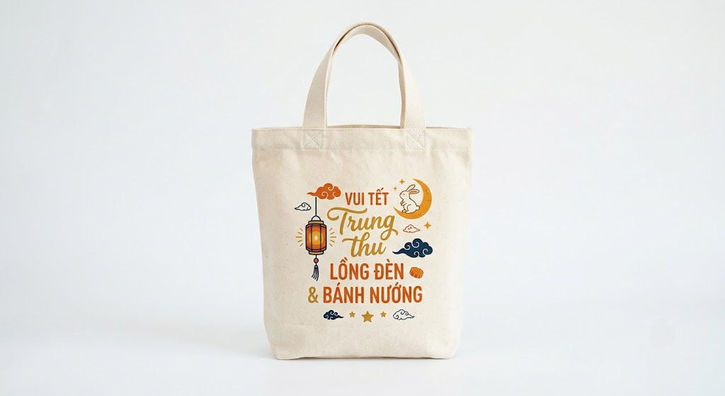 Túi vải canvas in hình trung thu