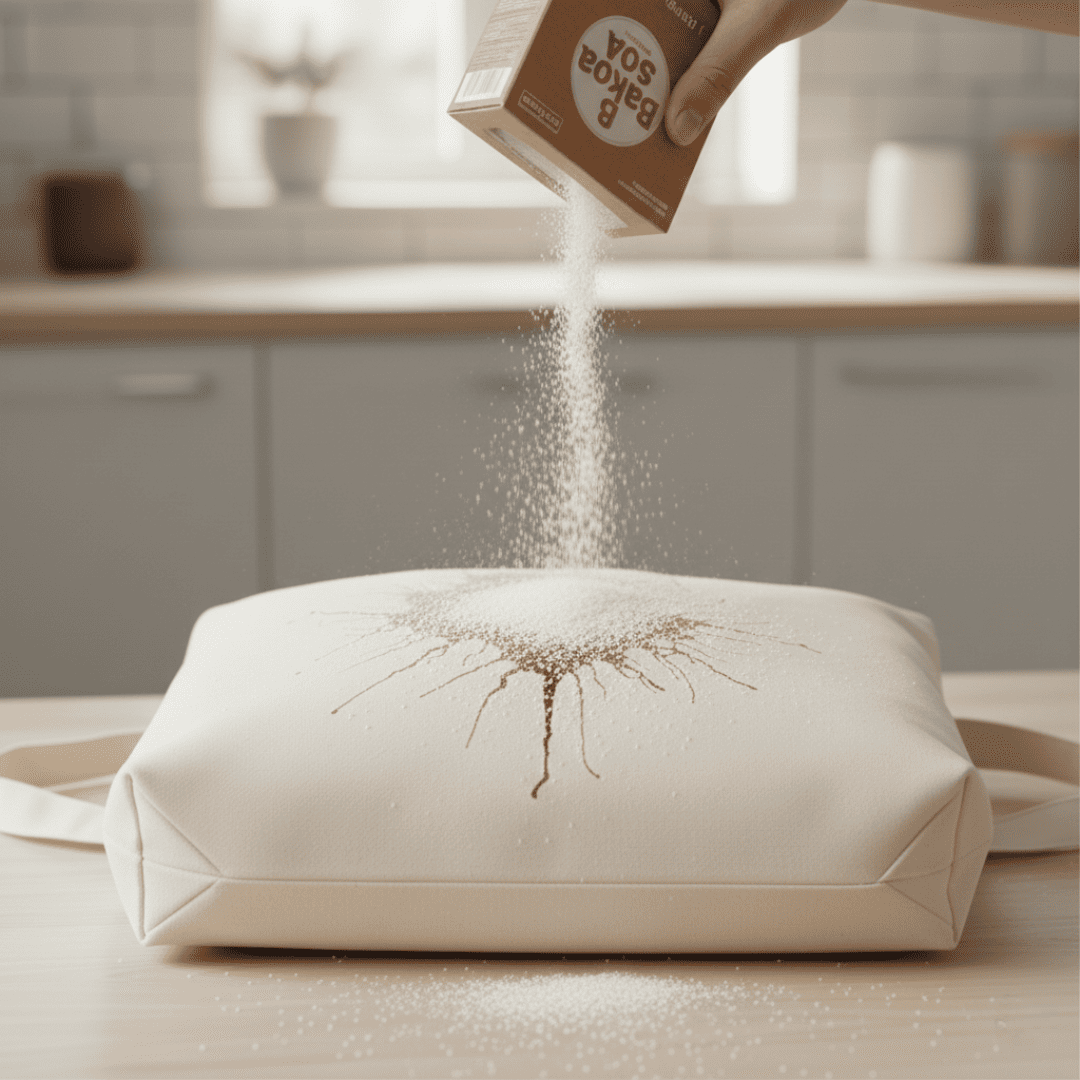 Túi vải canvas bị vết ố từ dầu mỡ