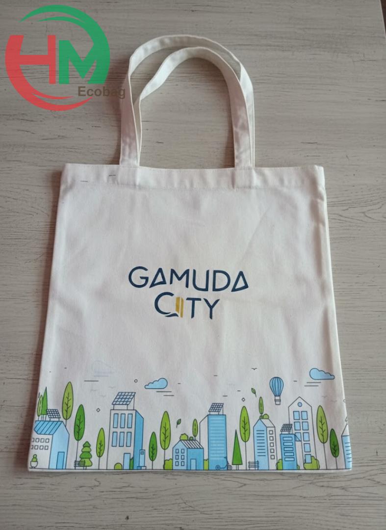 Túi vải canvas in logo Gamuda city sản xuất tại xưởng Túi Vải Hoàng Minh