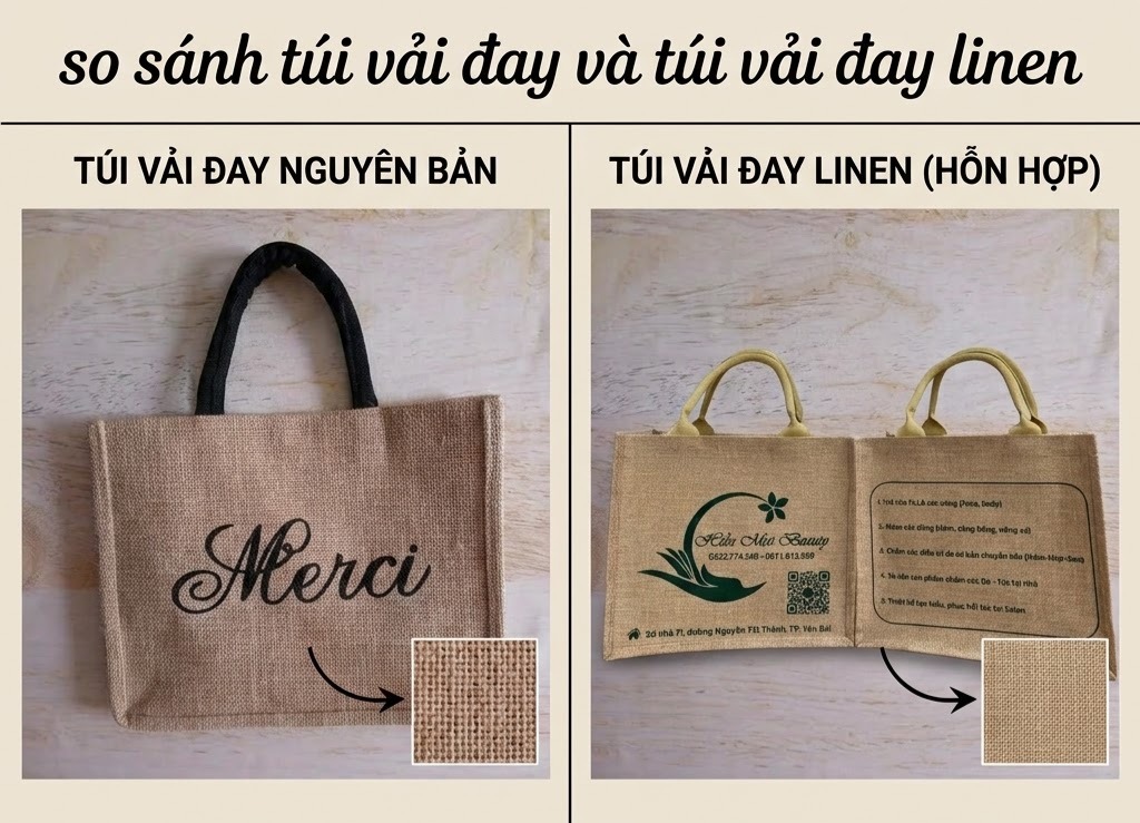 So sánh túi vải đay và túi vải đay linen