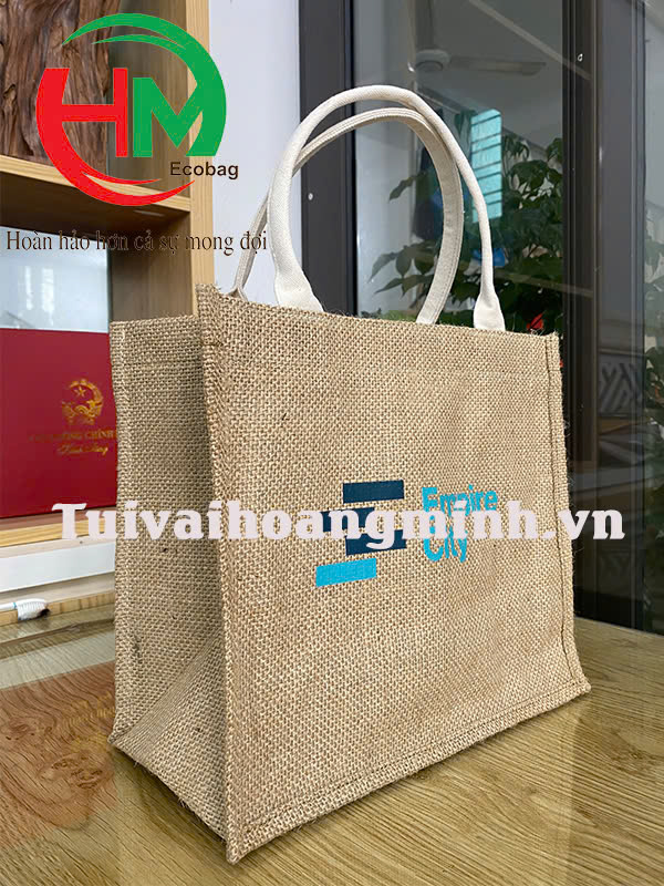 túi vải đay màu nâu in logo
