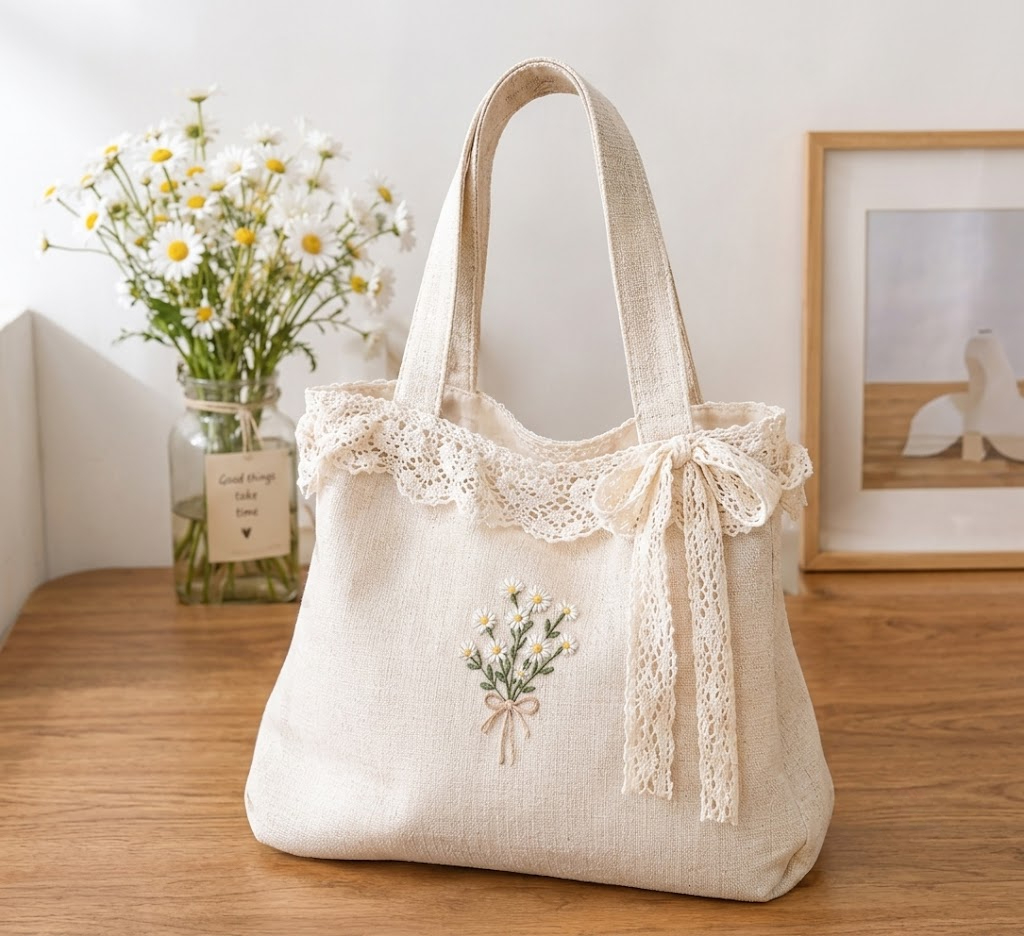 Túi vải handmade phối ren 20-10