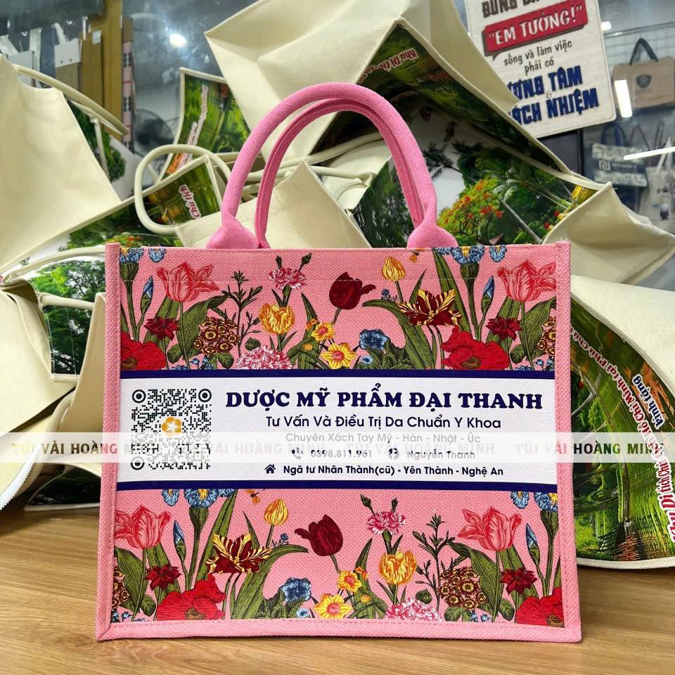 Mẫu túi vải linen in logo Dược Mỹ Phẩm Đại Thanh