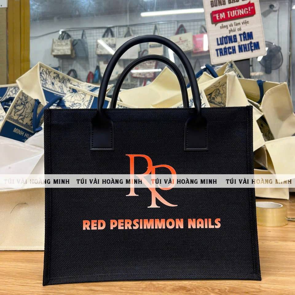 Túi vải linen in logo  Red Persimmon Nails 