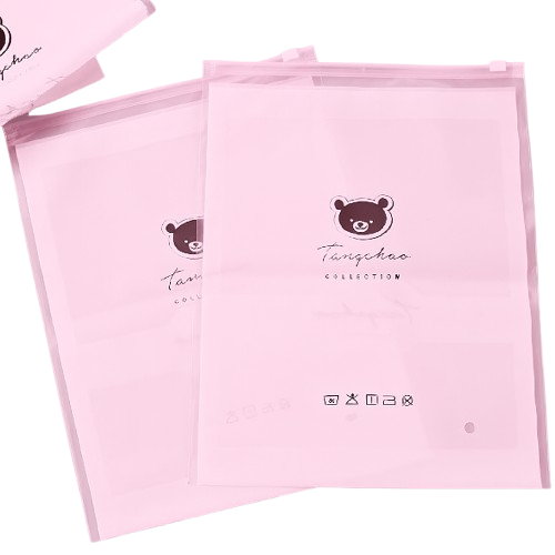 túi zip màu hồng in logo