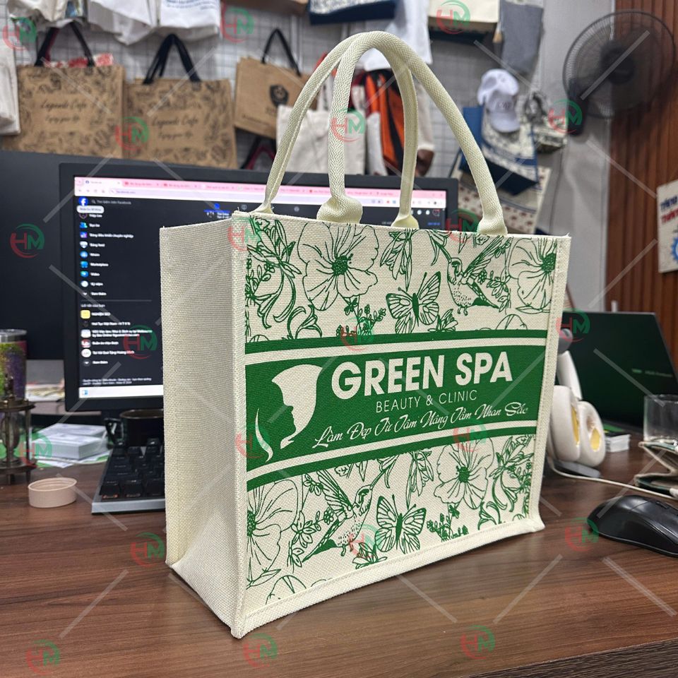 túi vải linen green spa