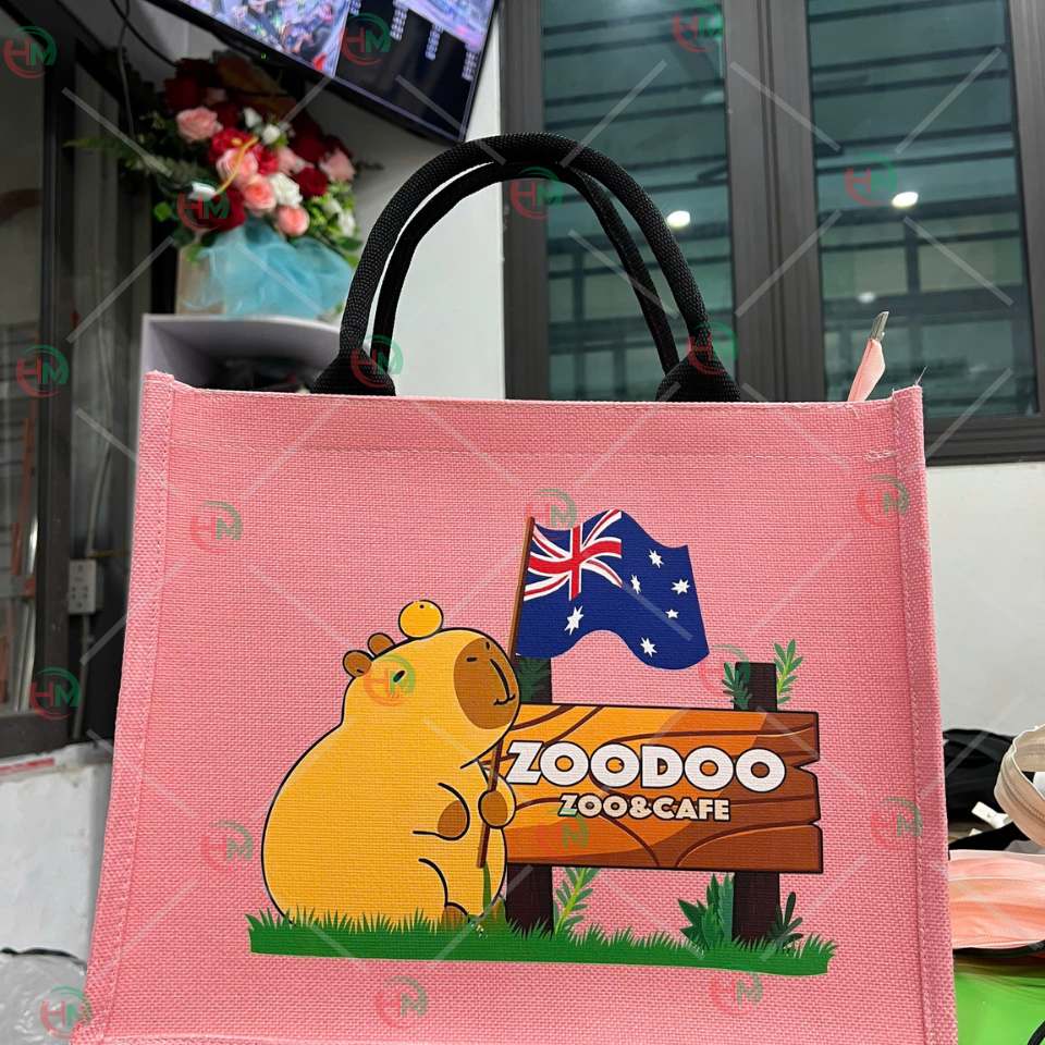 Túi vải linen ZOODOO hồng