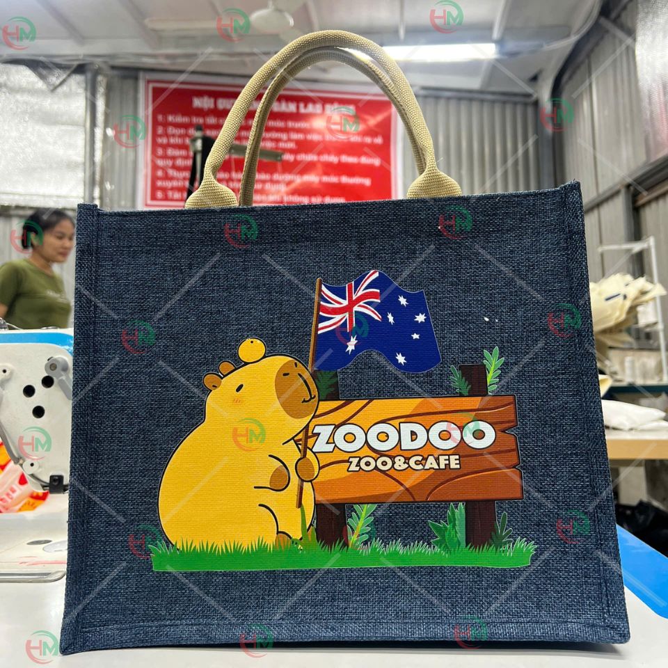 Túi vải linen zoodoo xanh