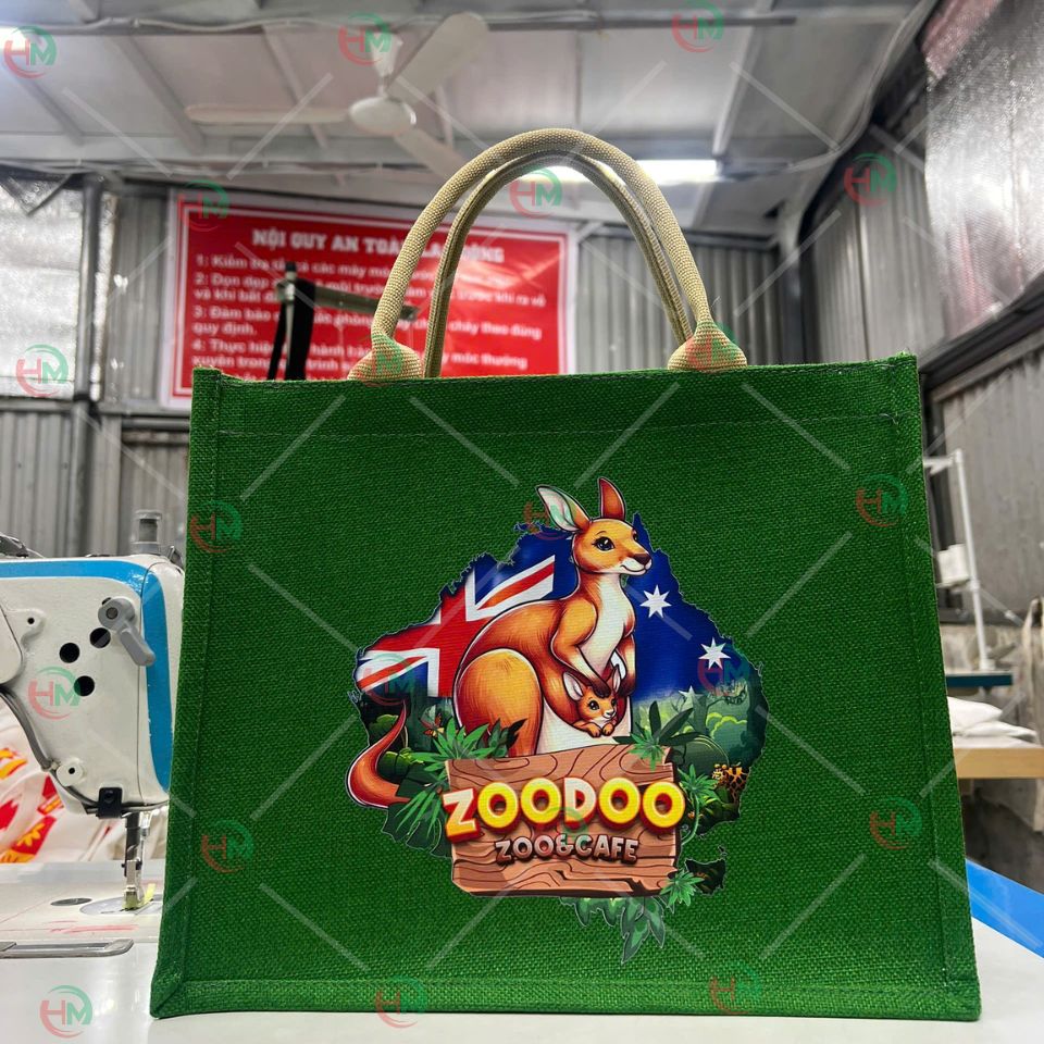 Túi vải linen zoodoo xanh lá