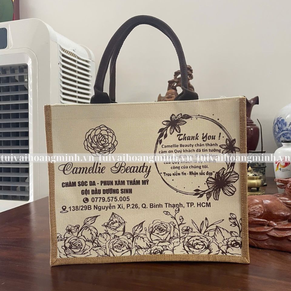 Túi vải linen camellie beauty