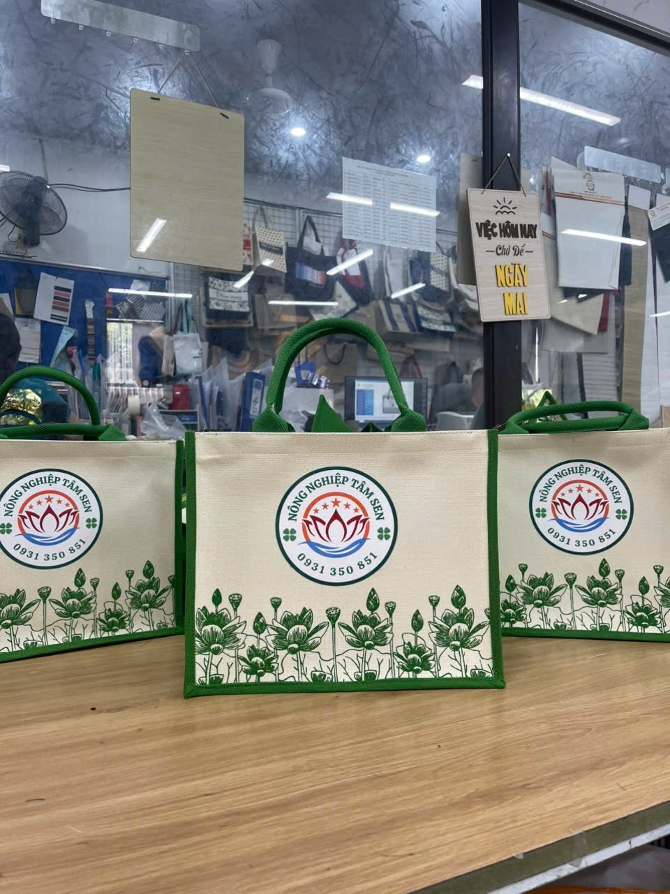 Túi Vải Linen In Logo Nông Nghiệp Tâm Sen – Thân Thiện Môi Trường