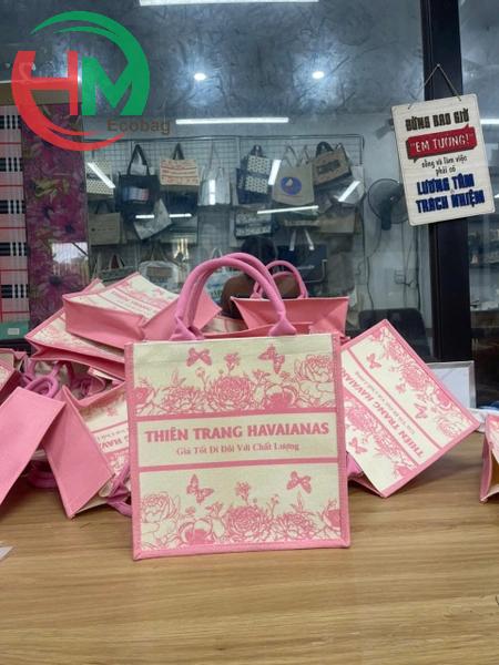 Túi vải linen in logo Thiên Trang Havaianas