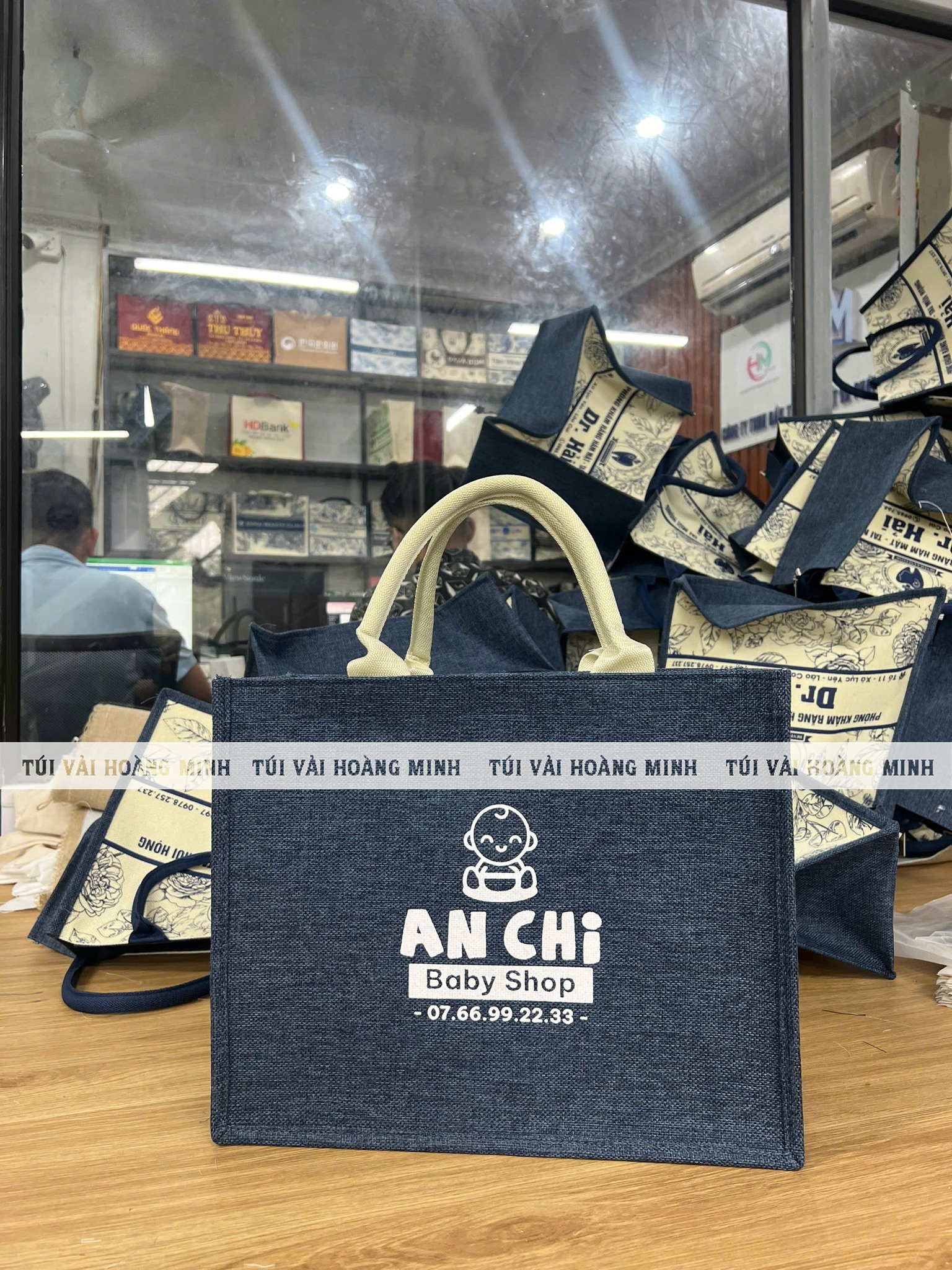 Túi Vải Linen In Logo AN CHI Baby Shop