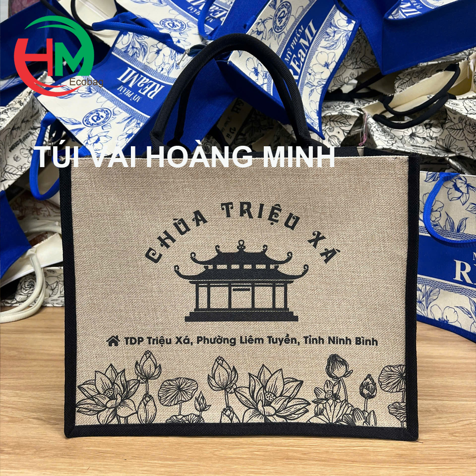 Túi vải linen in logo Chùa Triệu Xá